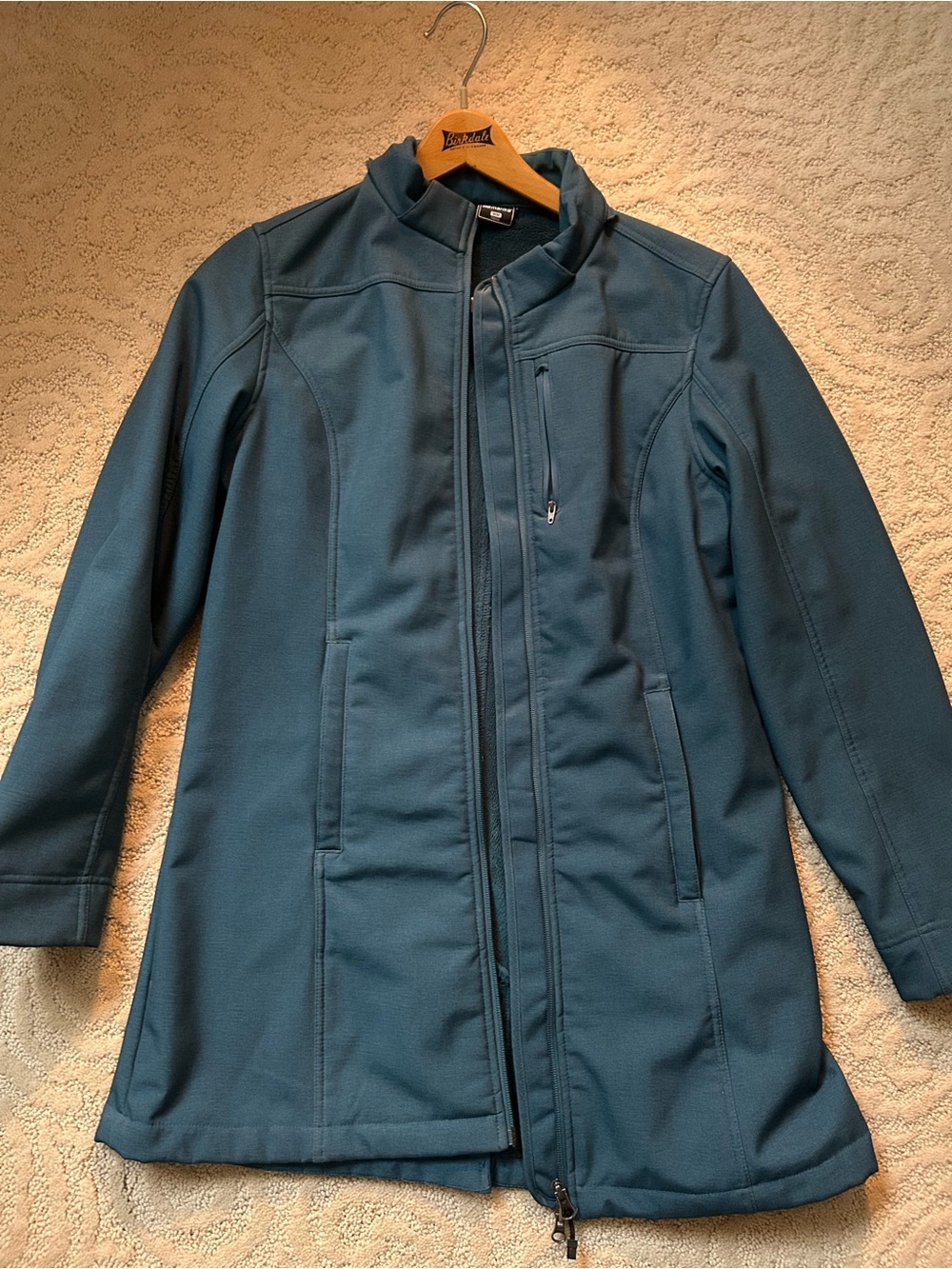 Marika Teal Long Trench Coat